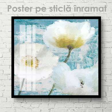 Poster - Painted white flowers, 40 x 40 см, Canvas on frame, Flowers