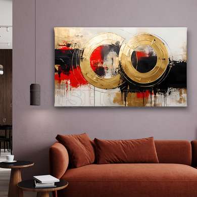 Poster - rings, 90 x 45 см, Framed poster on glass, Abstract