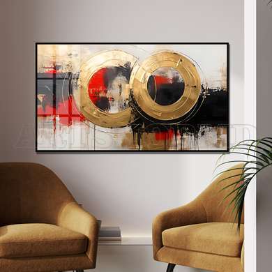 Poster - rings, 90 x 45 см, Framed poster on glass, Abstract