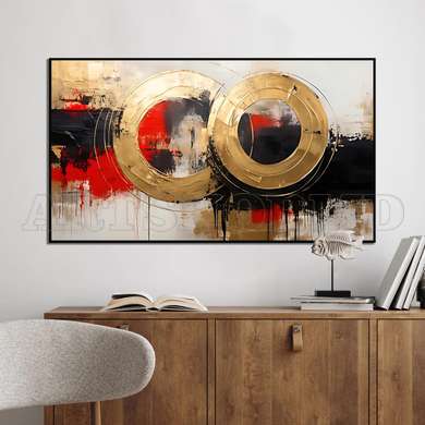 Poster - rings, 90 x 45 см, Framed poster on glass, Abstract