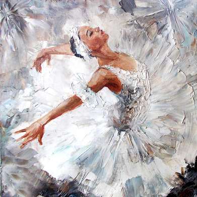 Poster - Ballerina in a white dress, 40 x 40 см, Canvas on frame, Art