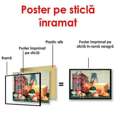 Постер - Вкусный натюрморт на стене, 90 x 60 см, Постер в раме, Прованс