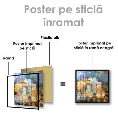 Постер - Абстрактный город, 100 x 100 см, Постер на Стекле в раме, Города и Карты