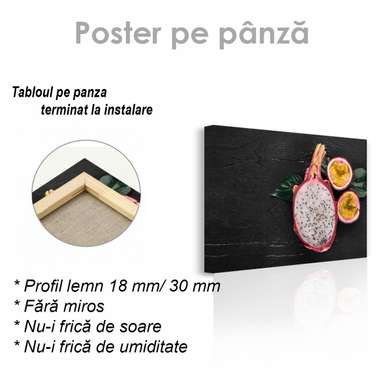 Poster - Pitaya and passion fruit, 90 x 60 см, Framed poster on glass, Food and Drinks