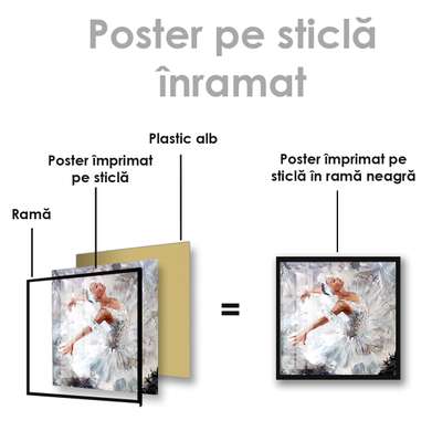 Poster - Balerină în rochie albă, 40 x 40 см, Panza pe cadru, Pictura