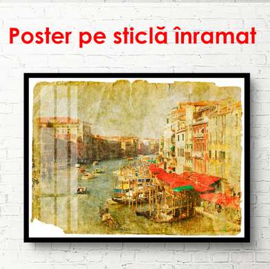 Poster - Beautiful old city on the water, 45 x 30 см, Canvas on frame, Vintage