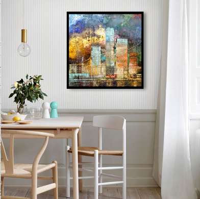 Poster - Abstract city, 100 x 100 см, Framed poster on glass, Maps and Cities