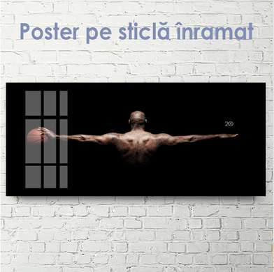 Poster - Aripile jucătorului de baschet, 90 x 45 см, Poster inramat pe sticla