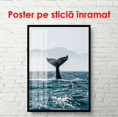 Poster - Whale tail, 50 x 75 см, Framed poster on glass, Marine Theme