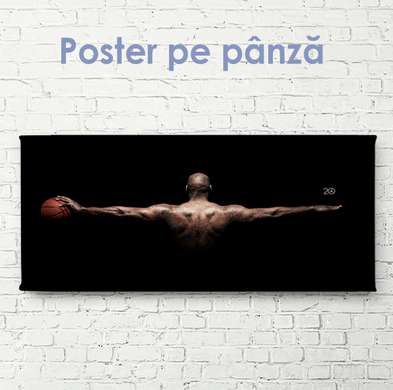 Постер - Крылья баскетболиста, 90 x 45 см, Постер на Стекле в раме, Спорт