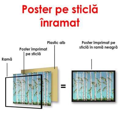 Poster - Painted birches, 90 x 60 см, Framed poster, Nature