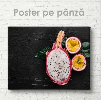 Poster - Pitaya și fructul pasiunii, 90 x 60 см, Poster inramat pe sticla