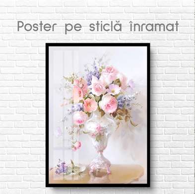 Poster - Flori delicate într-o vază, 30 x 45 см, Panza pe cadru