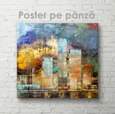 Постер - Абстрактный город, 40 x 40 см, Холст на подрамнике