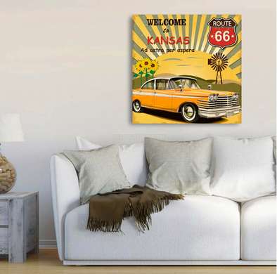 Poster - Bine ați venit în Kansas, 100 x 100 см, Poster înrămat, Vintage