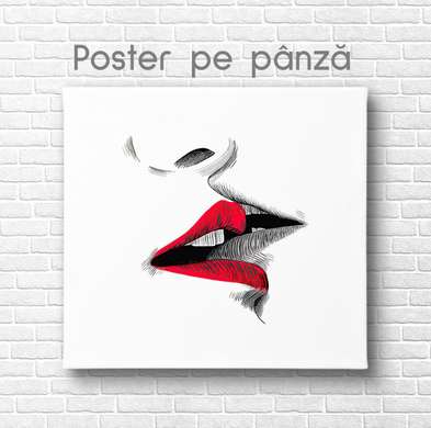 Постер - Поцелуй, 100 x 100 см, Постер на Стекле в раме