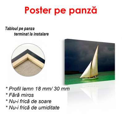 Poster - Navă albă în mare, 90 x 60 см, Poster înrămat