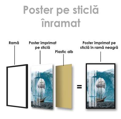 Poster - Navă pe fundalul ghețarilor, 30 x 45 см, Panza pe cadru