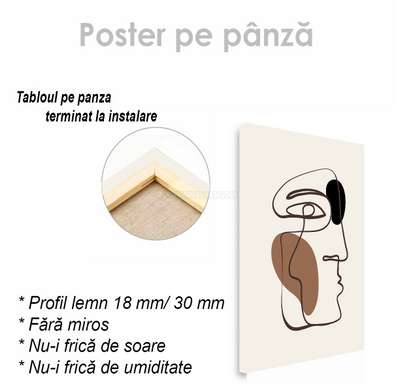 Постер - Контур лица 1, 60 x 90 см, Постер на Стекле в раме, Минимализм