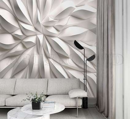 3D Photo Wallpaper- 3D abstraction in gray and white shades