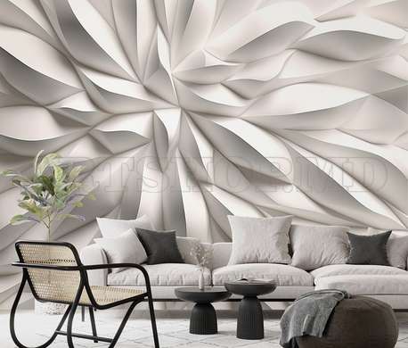 3D Photo Wallpaper- 3D abstraction in gray and white shades