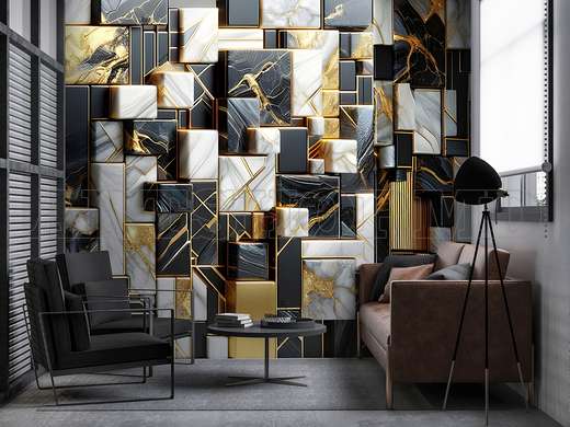 Wall mural - Marble geometry with 3d effect