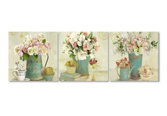 Modular picture, Delicate bouquets of flowers