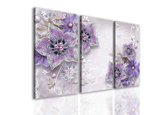 Модульная картина, Фиолетовые цветы., 70 x 50