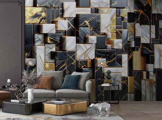 Wall mural - Marble geometry with 3d effect