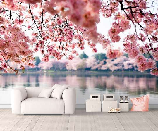 Fototapet - Sakura deasupra lacului
