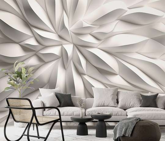 3D Photo Wallpaper- 3D abstraction in gray and white shades