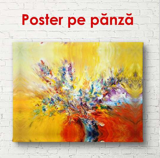 Постер - Абстрактный масляный натюрморт с цветами, 90 x 60 см, Постер в раме