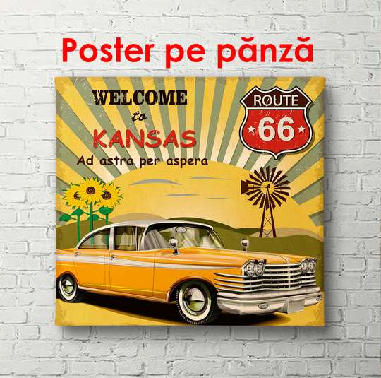Poster - Welcome to Kansas, 100 x 100 см, Framed poster