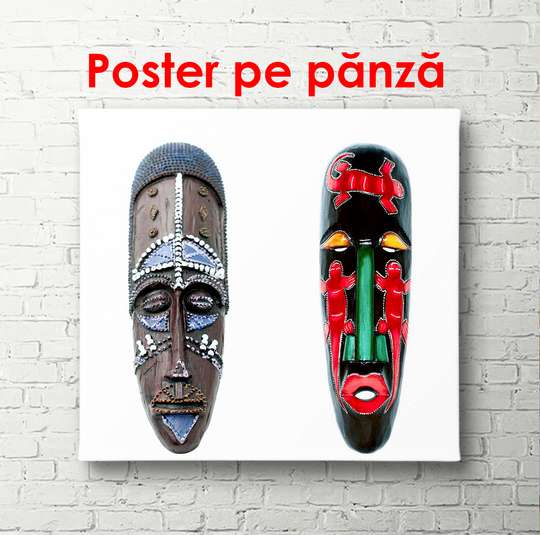 Постер - Африканские маски, 100 x 100 см, Постер в раме
