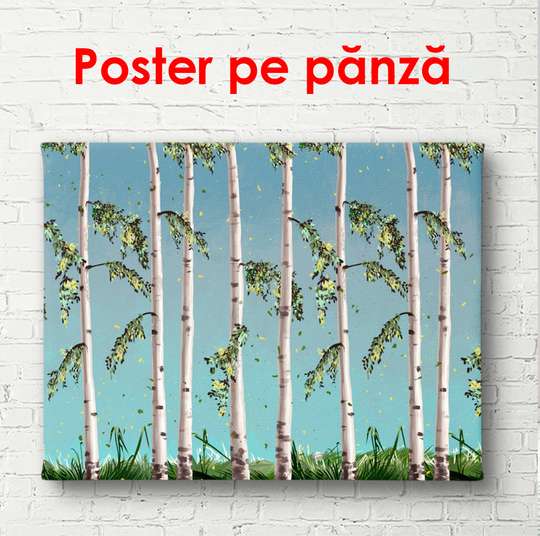 Poster - Painted birches, 90 x 60 см, Framed poster