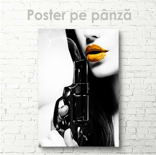 Poster - Yellow lips, 30 x 45 см, Canvas on frame