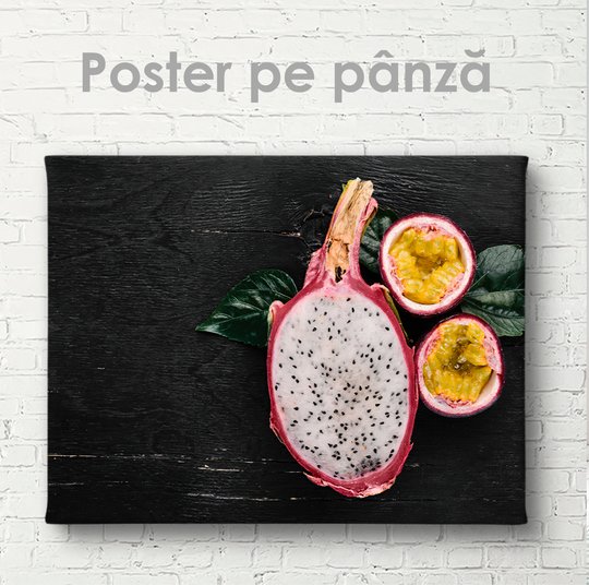 Poster, Pitaya și fructul pasiunii, 45 x 30 см, Panza pe cadru