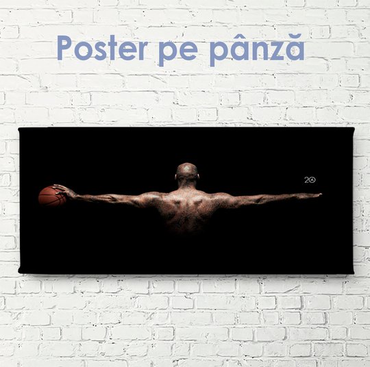 Poster, Aripile jucătorului de baschet, 60 x 30 см, Panza pe cadru
