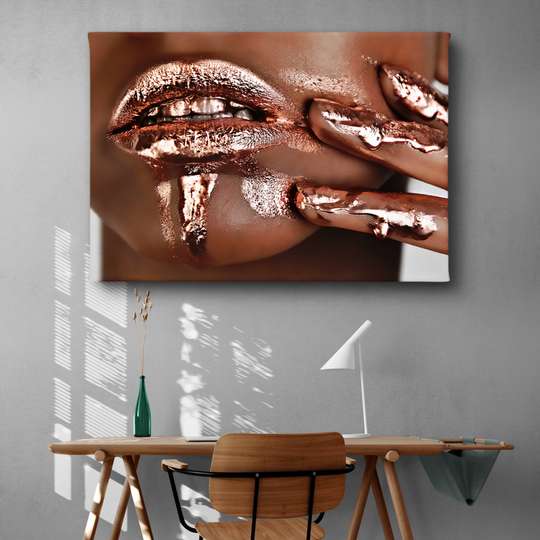 Poster - Bronze lipstick, 45 x 30 см, Canvas on frame