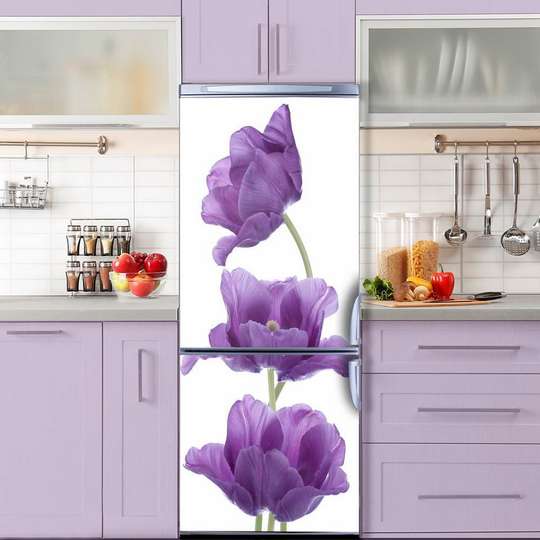 3D door sticker, Purple flowers, 60 x 90cm, Door Sticker