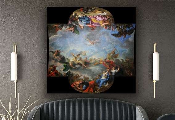 Постер - Боги и Богини на небесах, 40 x 40 см, Холст на подрамнике, Живопись