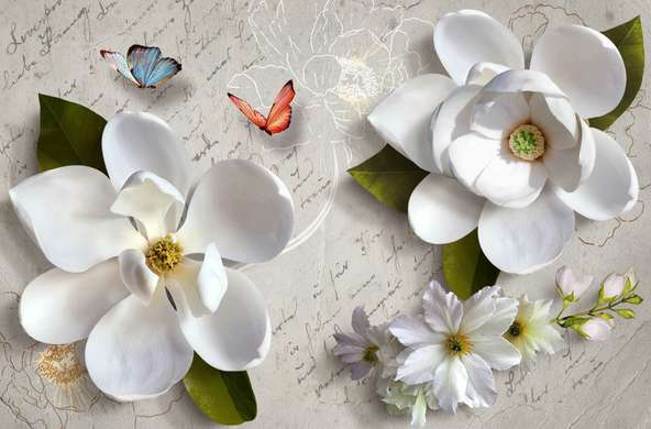 Screen - White flowers and colorful butterflies, 7