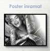 Poster - Marilyn Monroe with tattoos, 45 x 30 см, Canvas on frame, Black & White