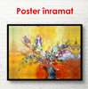 Постер - Абстрактный масляный натюрморт с цветами, 90 x 60 см, Постер в раме, Абстракция