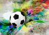 Фотообои - Футбольный мяч на разноцветном фоне