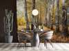 Wall Mural - Alley in the autumn forest with birches