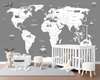 Wall mural in the nursery - World map and retro transport