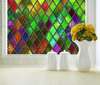 Window Privacy Film, Decorative stained glass window with multicoloured geometric rhombs, 60 x 90cm, Transparent