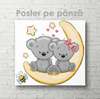 Poster - Pui de koala drăgălași pe lună, 40 x 40 см, Panza pe cadru, Pentru Copii