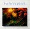 Poster - Apus luminos de toamnă în pădure, 45 x 30 см, Panza pe cadru, Natură